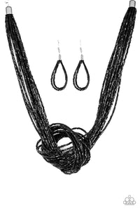 Knotted Knockout - Black - Paparazzi Accessories