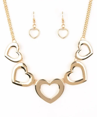 Hearty Hearts - Gold - Paparazzi Accessories